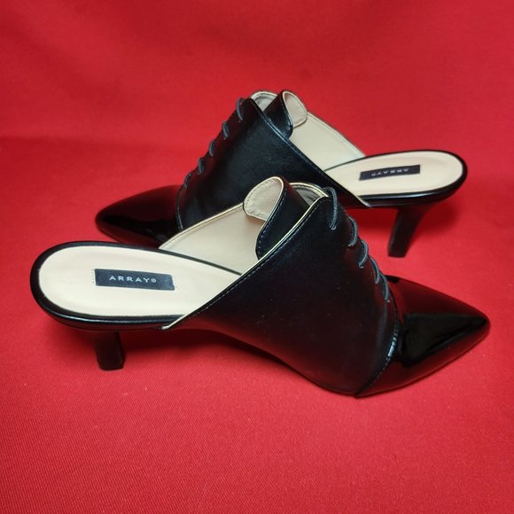 Array Jessie Womens Oxford Faux Leather Mules 8.5 W Black Synthetic - Picture 11 of 11